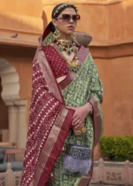 Ash Green Patola Saree