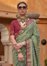 Ash Green Patola Saree