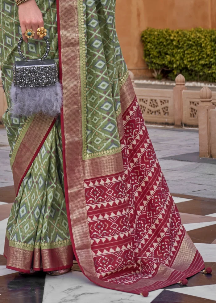 Ash Green Patola Saree