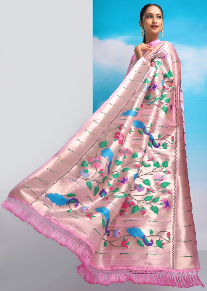 Baby Pink Paithani Silk Saree