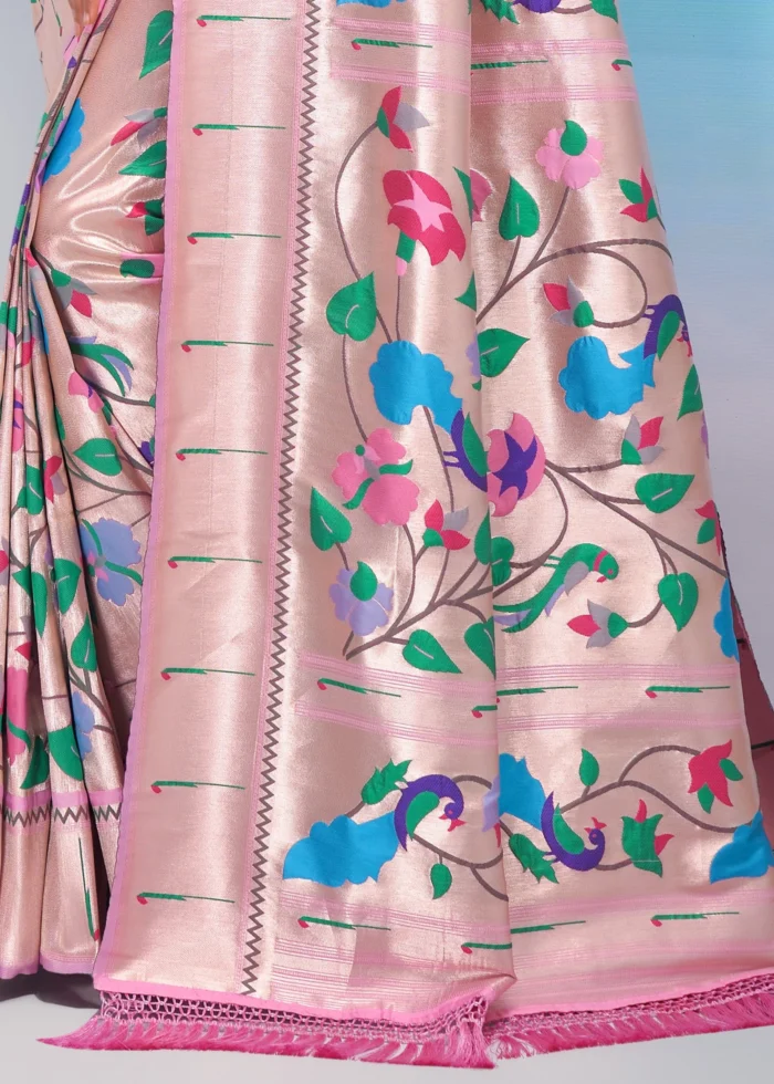 Baby Pink Paithani Silk Saree