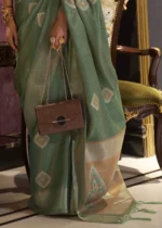 Basil Green Banarasi Silk Saree