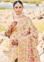 Beige Kashmiri Jamawar Saree