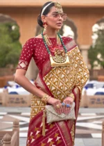 Beige & Red Patola Saree