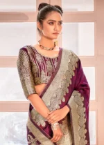 Berry Violet Banarasi Saree