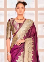 Berry Violet Banarasi Saree