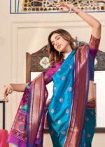 Blue and Violet Paithani Silk Saree