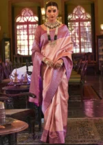 Blush Peach Kanjivaram Saree