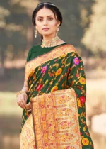 Bottle Green Kashmiri Jamawar Saree