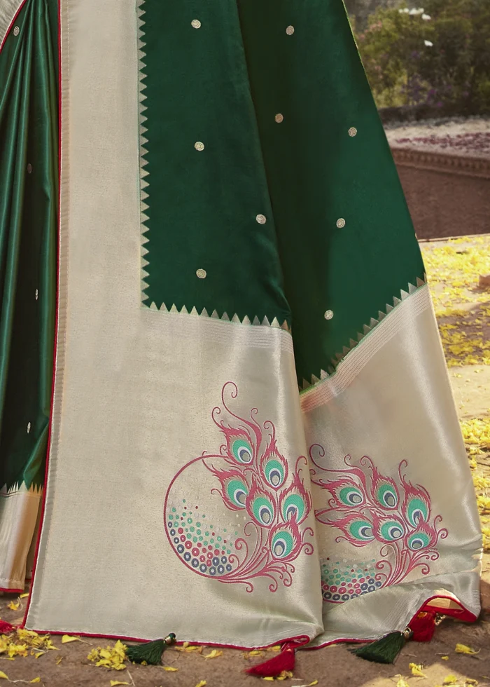 Bottle Green Paithani Saree