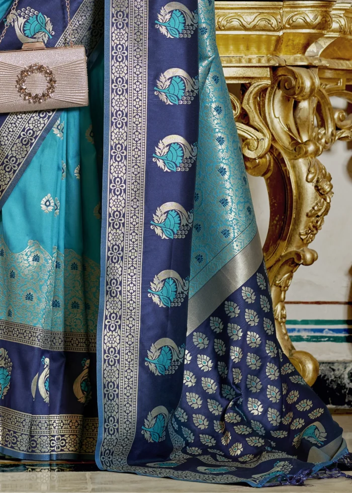 Cerulean Blue Banarasi Silk Saree