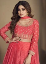 Coral Peach Anarkali Gown