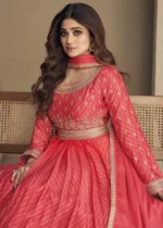 Coral Peach Anarkali Gown