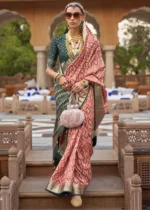 Coral Peach Patola Saree