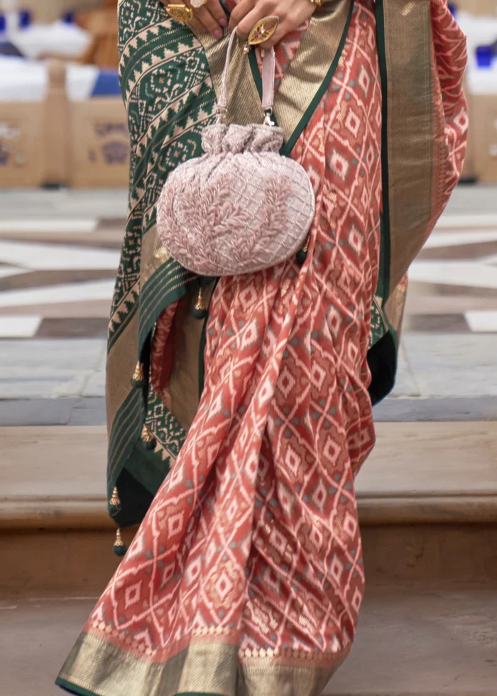 Coral Peach Patola Saree