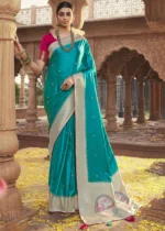 Cyan Blue Paithani Saree