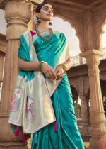 Cyan Blue Paithani Saree