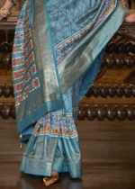 Cyan Blue Patola Silk Saree