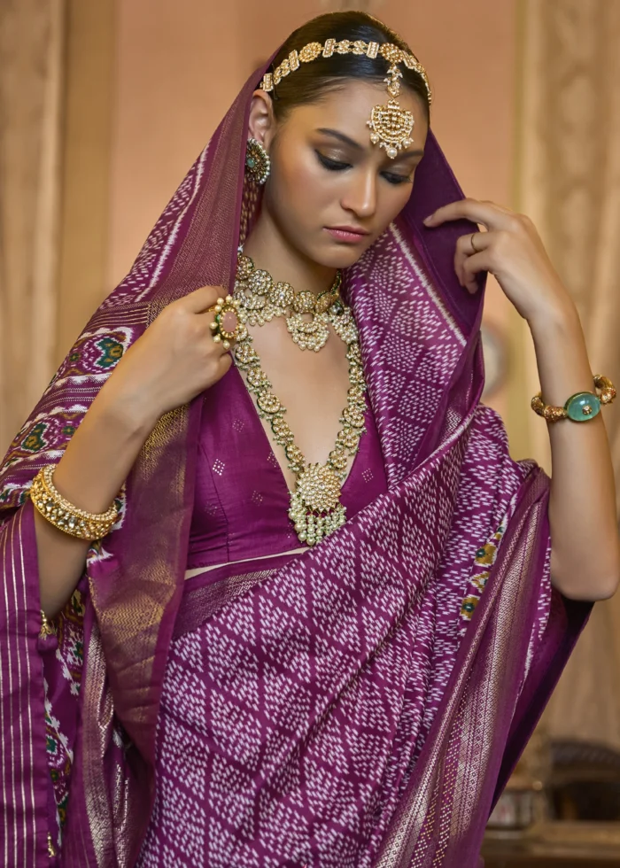 Dahlia Purple Patola Silk Saree