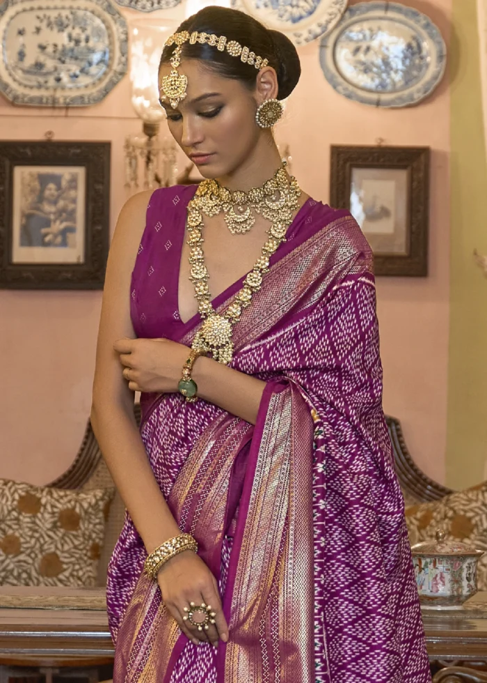 Dahlia Purple Patola Silk Saree