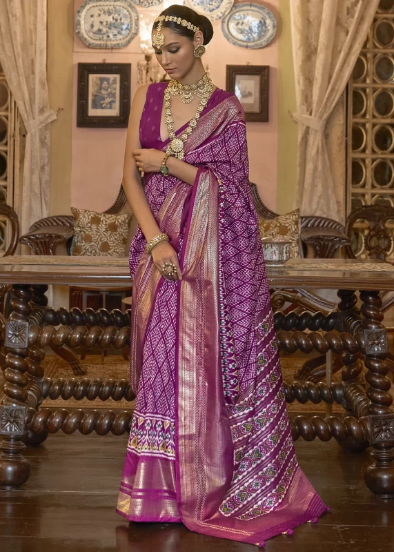 Dahlia Purple Patola Silk Saree