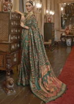 Dark Green Patola Silk Saree