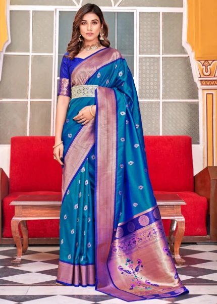 Deep Blue Paithani Silk Saree