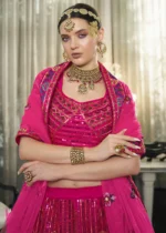 Deep Pink Silk Lehenga