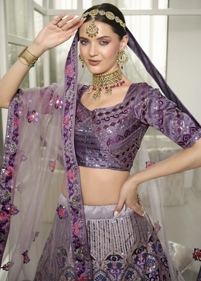 Dusty Purple Silk Lehenga