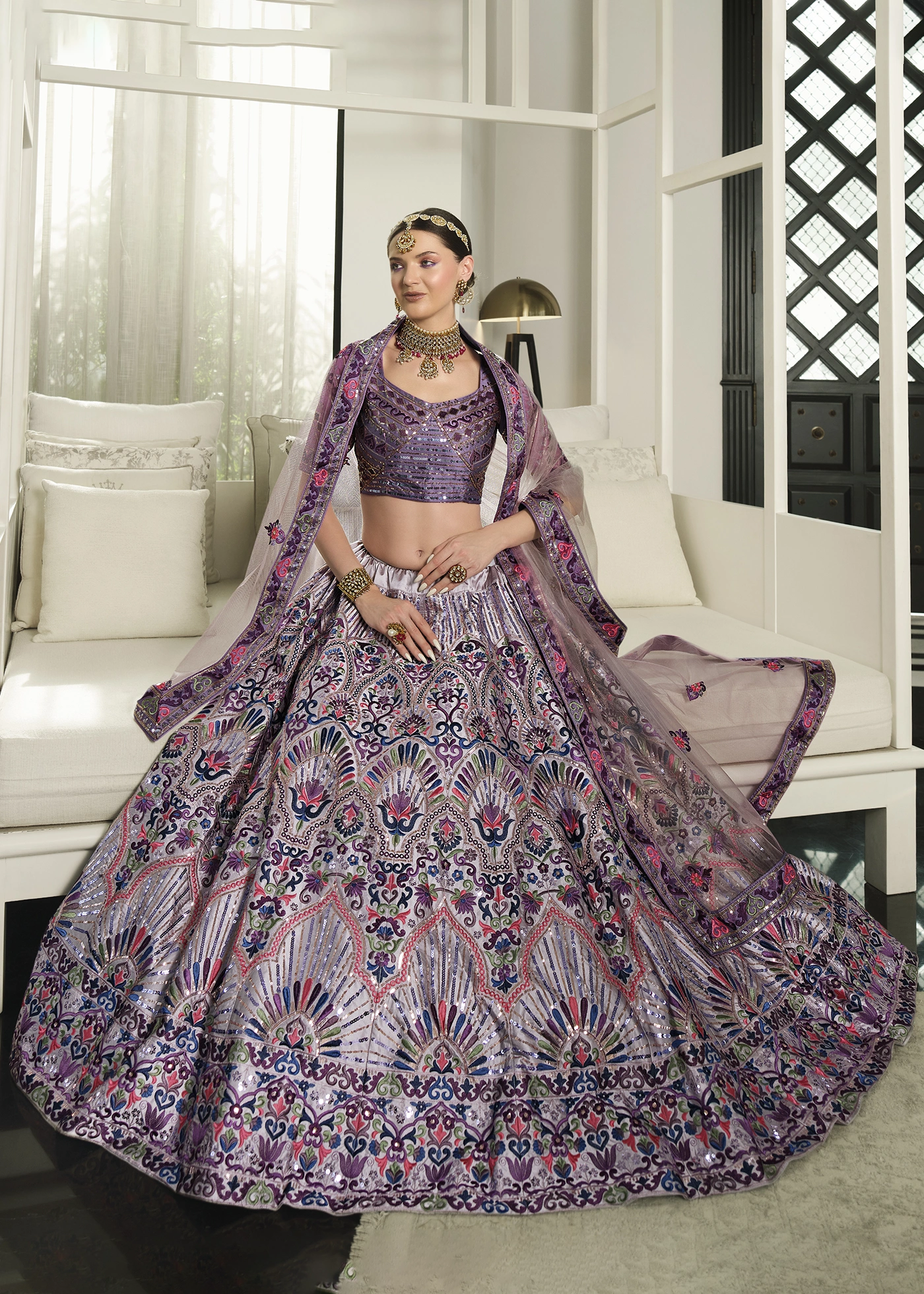 Dusty Purple Silk Lehenga