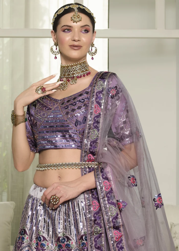 Dusty Purple Silk Lehenga