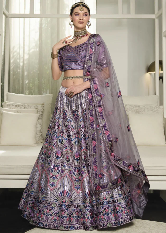 Dusty Purple Silk Lehenga