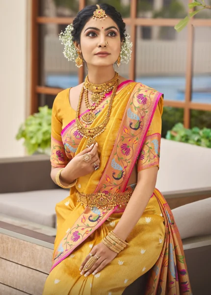 Festive Yellow Paithani Silk Saree