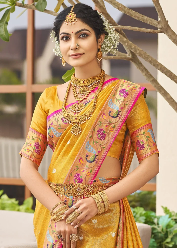 Festive Yellow Paithani Silk Saree