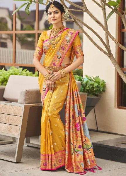 Festive Yellow Paithani Silk Saree