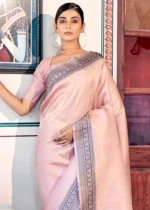 Flamingo Pink Kanjivaram Saree