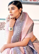 Flamingo Pink Kanjivaram Saree