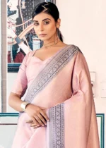 Flamingo Pink Kanjivaram Saree