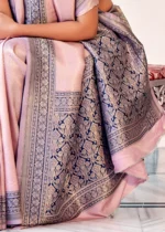 Flamingo Pink Kanjivaram Saree