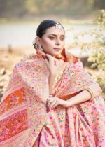 Flamingo Pink Kashmiri Jamawar Saree