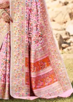 Flamingo Pink Kashmiri Jamawar Saree