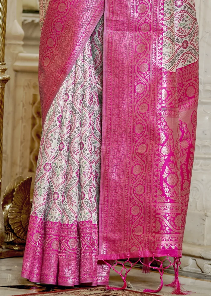 Fuchsia Pink Banarasi Silk Saree