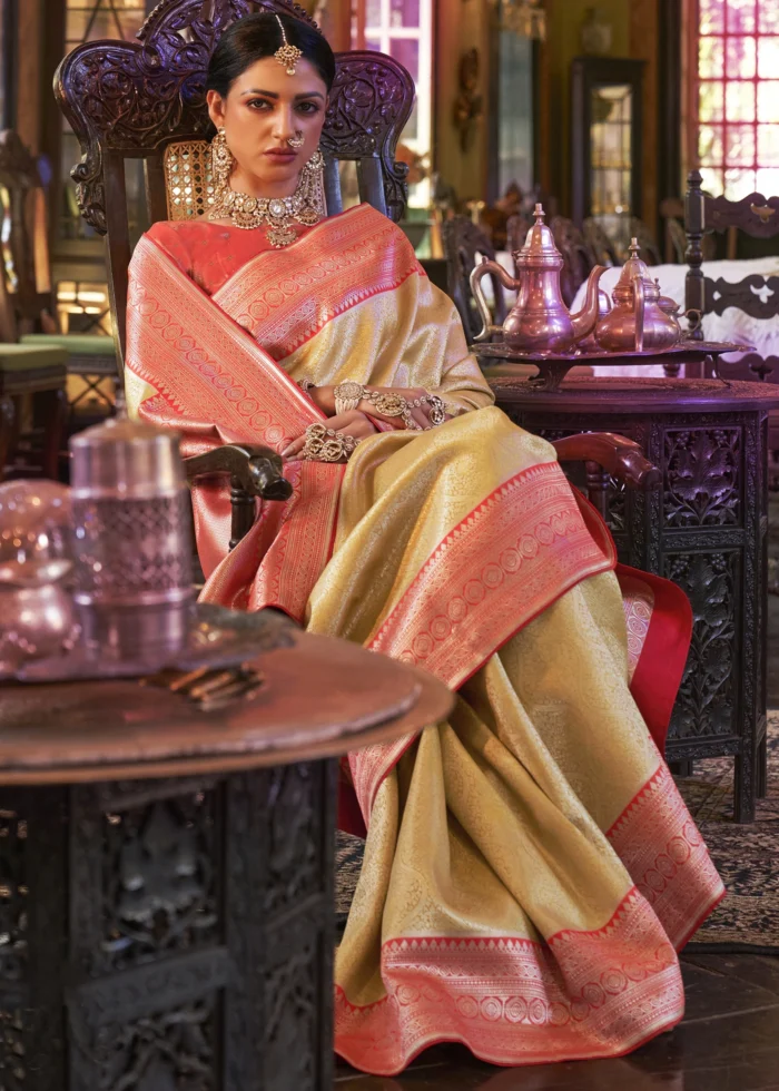 Golden Yellow Kanjivaram Saree