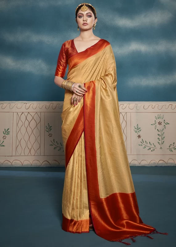 Golden Yellow Kanjivaram Saree