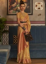 Golden Yellow Tissue Silk Banarasi Saree