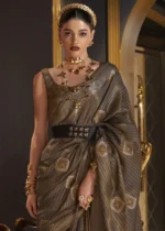 Gray Banarasi Silk Saree