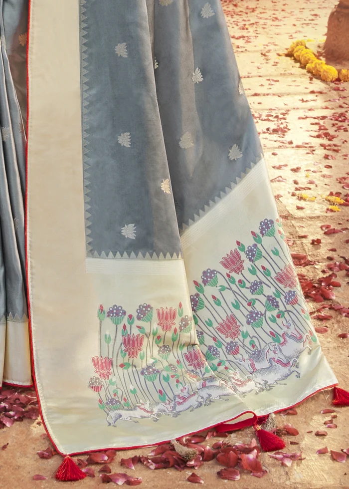 Gray Paithani Saree