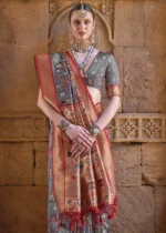 Gray Paithani Silk Saree