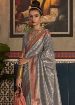 Gray Tissue Silk Banarasi Saree