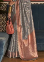 Gray Tissue Silk Banarasi Saree